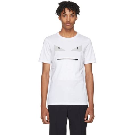 fendi t shirt zip mouth white|FENDI T.